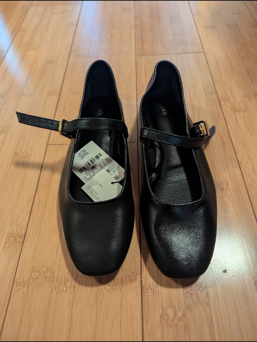 Zara Black Mary Jane Leather-Effect Flats 39 Le Monde Beryl